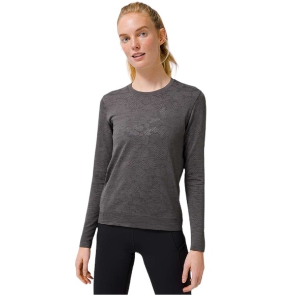 Lululemon Breeze By Long Sleeve Polar Spots Lunar Rock / Graphite Grey Size 10 - Picture 1 of 10